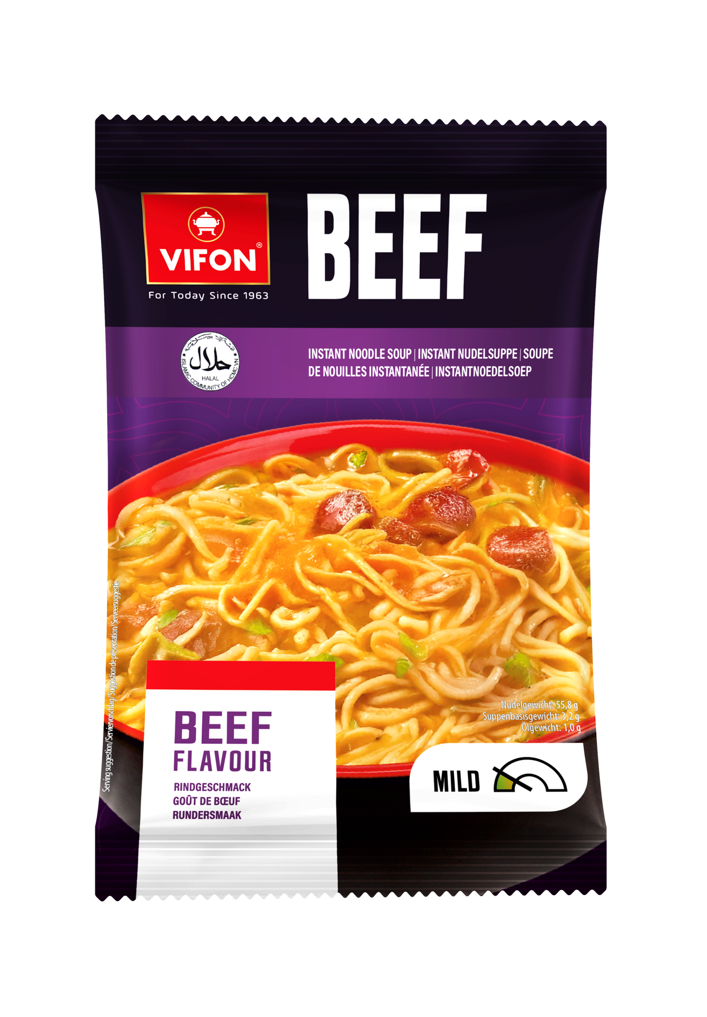 VIFON Instant-Nudelsuppe mit Rindfleischgeschmack, mild, 24x60 g
