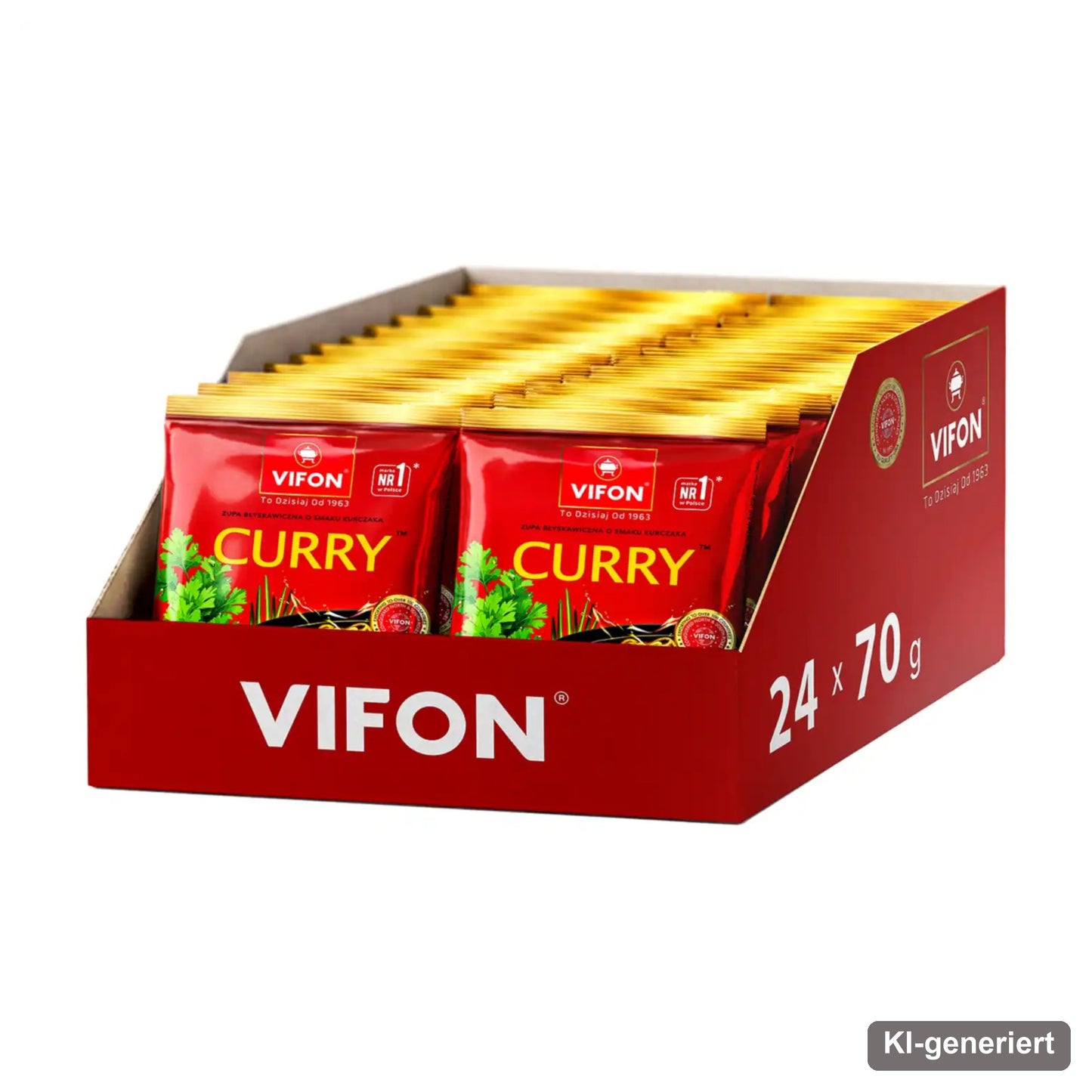 VIFON Golden Instant-Nudelsuppe mit Curry-Hähnchengeschmack, 24x70 g