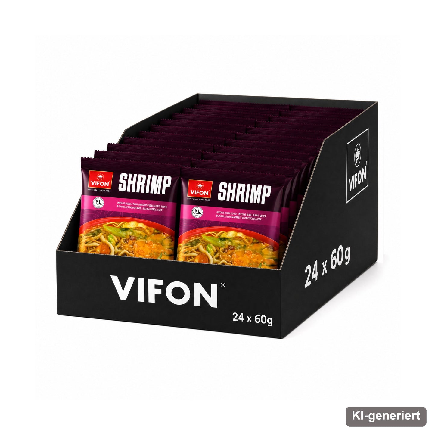 VIFON Instant-Nudelsuppe mit scharfem Garnelengeschmack, 24x60 g