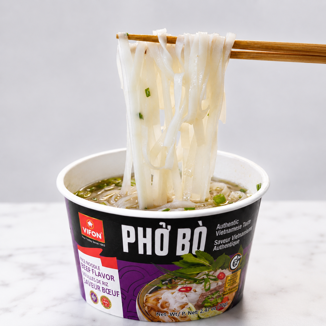 VIFON Phở Bò Bowl Instant-Reisnudelsuppe mit Rindfleischgeschmack, 70 g