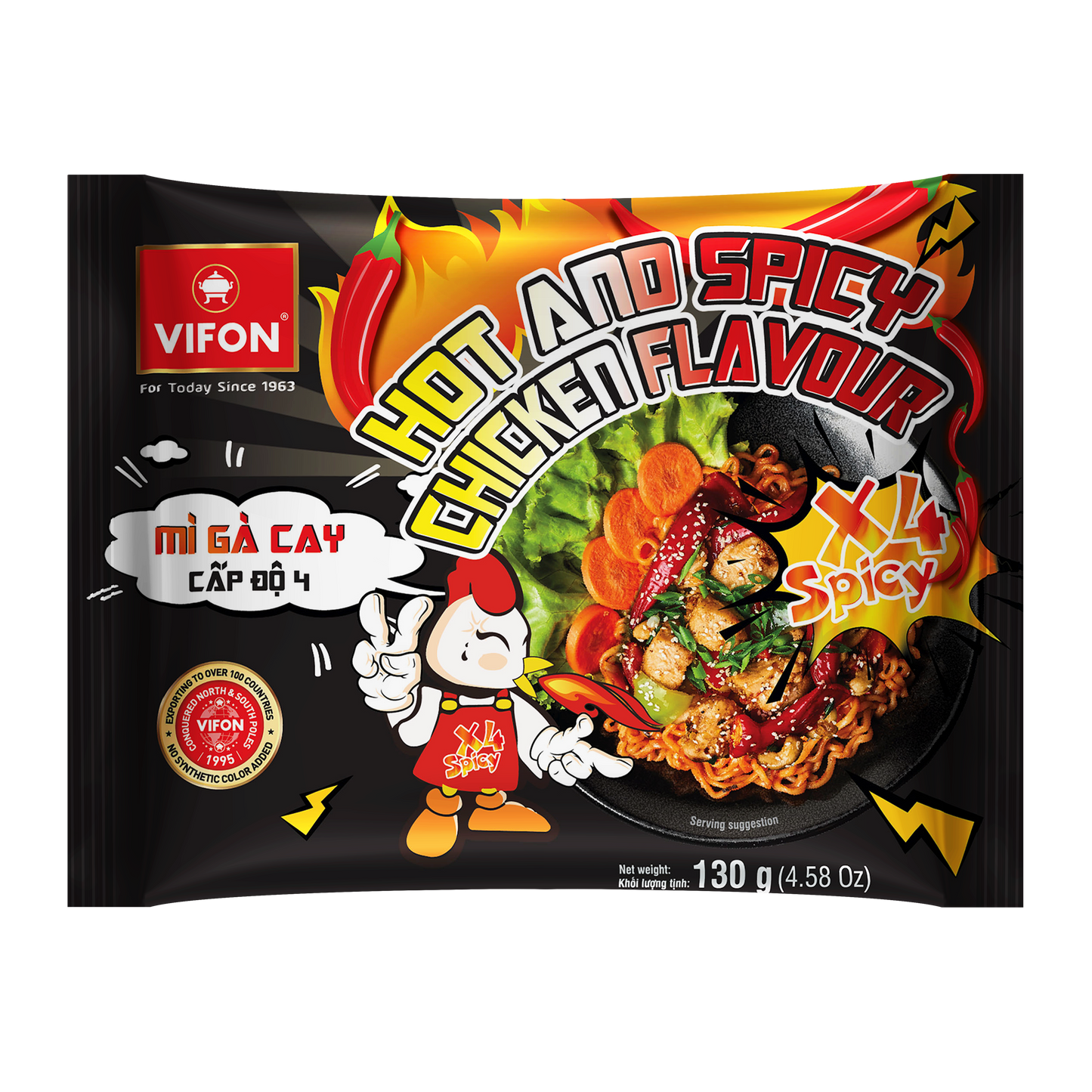 VIFON Hot & Spicy Instant-Nudeln mit Hähnchengeschmack, 18×130 g