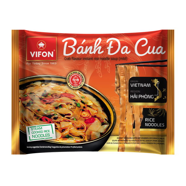 VIFON Banh Da Cua Instant-Reisnudeln mit Krabbengeschmack, 14x60 g