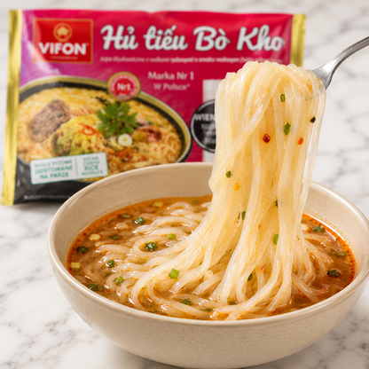 VIFON Hu Tieu Bo Kho Instant-Reisnudeln mit geschmortem Rindfleischgeschmack, 18x65 g