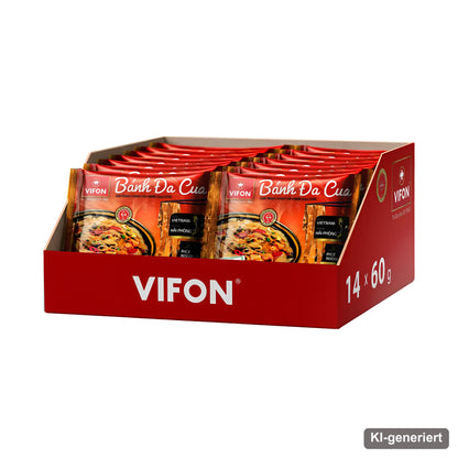 VIFON Banh Da Cua Instant-Reisnudeln mit Krabbengeschmack, 14x60 g