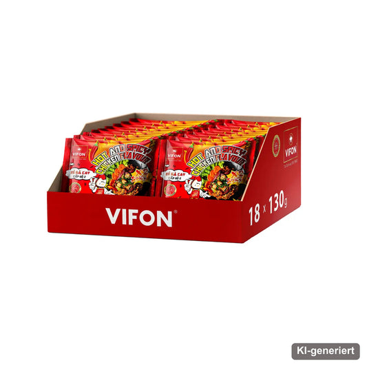 VIFON Hot & Spicy Instant-Nudelgericht mit Hähnchengeschmack, Schärfegrad 2, 18x130 g