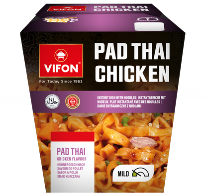 VIFON Lunch Box Pad Thai Instant-Nudelgericht mit Hähnchengeschmack, mild, 8x85 g