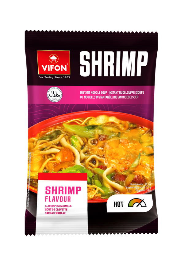 VIFON Instant-Nudelsuppe mit scharfem Garnelengeschmack, 24x60 g