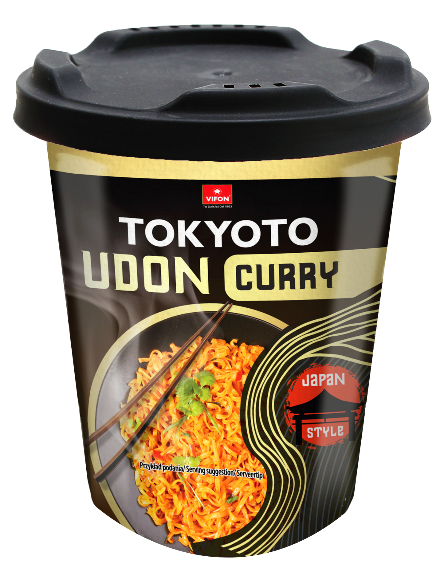 VIFON Tokyoto Udon Instant-Nudelgericht mit Curry-Hähnchengeschmack, leicht scharf, 8x85 g