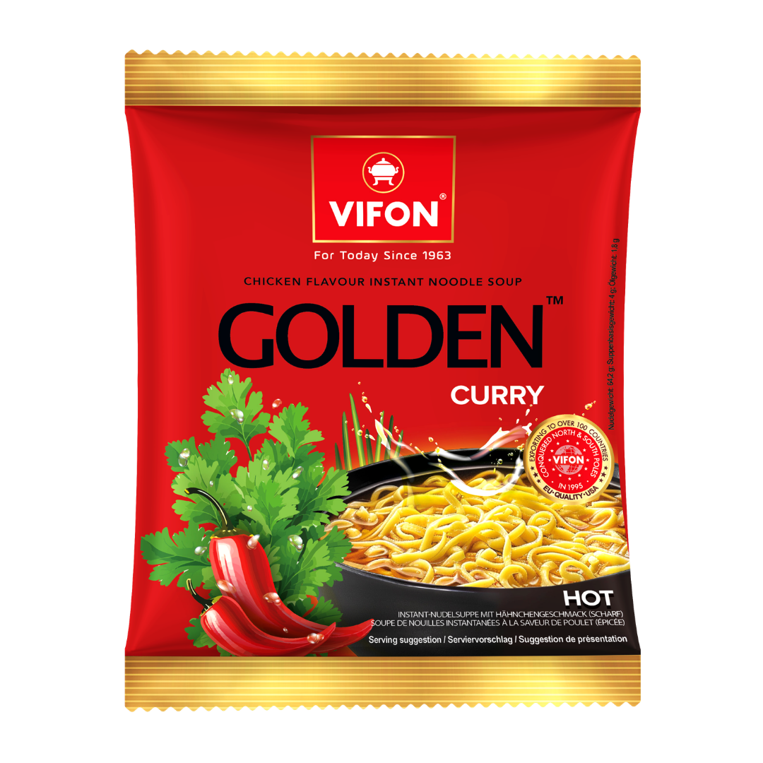 VIFON Golden Instant-Nudelsuppe mit Curry-Hähnchengeschmack, 24x70 g